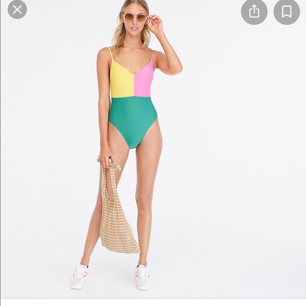 J. Crew Colorblock One-Piece Swimsuit